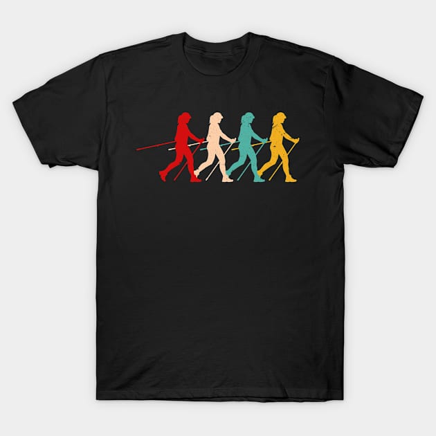 Nordic Walking Silhouette Gift for Hiker T-Shirt by funkyteesfunny